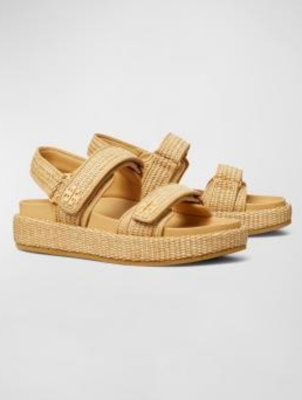 BRAND NEW TORY BURCH NATURAL RAFFIA STRAP LOGO SANDALS